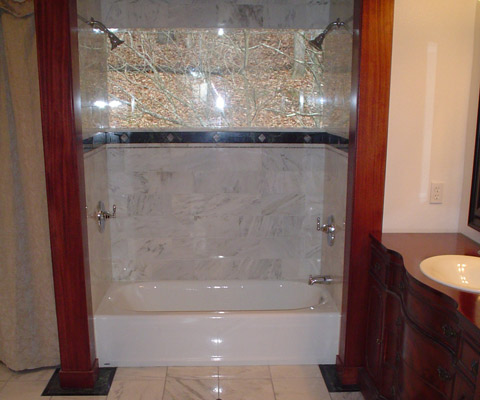 Marble shower with window